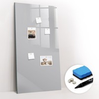 Glas Magnettafel Beschreibbar Mit Marker Schwamm Magneten Hellgrau 60X120 Cm