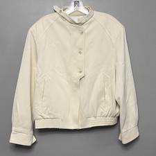 NWOT Zara Cream Funnel Neck Bomber Jacket High Standing Collar Clean Girl Small