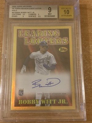 Bobby Witt Jr. Gold Auto /50 BGS 9 10 Auto 2023 Topps Archives ‘97 Seasons Best
