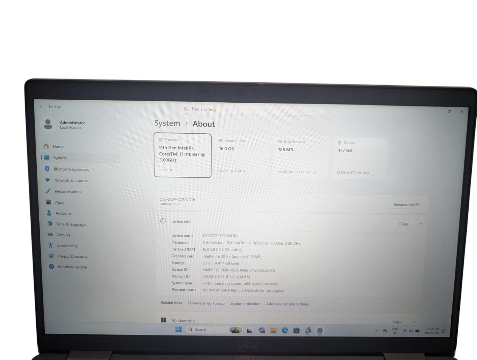 dell latitude 5520, 15.6-Inch Laptop, with i7-1185g, 512GB Nvme