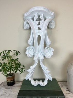 Vintage Ornate White Faux Wood Corbel Shelf Wall Hanging 24  / Gorgeous / Solid