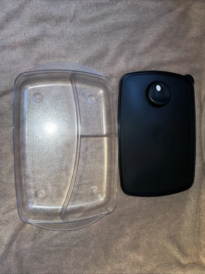 Tupperware Rock N Serve 3 seções divididas ventiladas preto micro-ondas 3990A-1 - Imagem 3 de 4