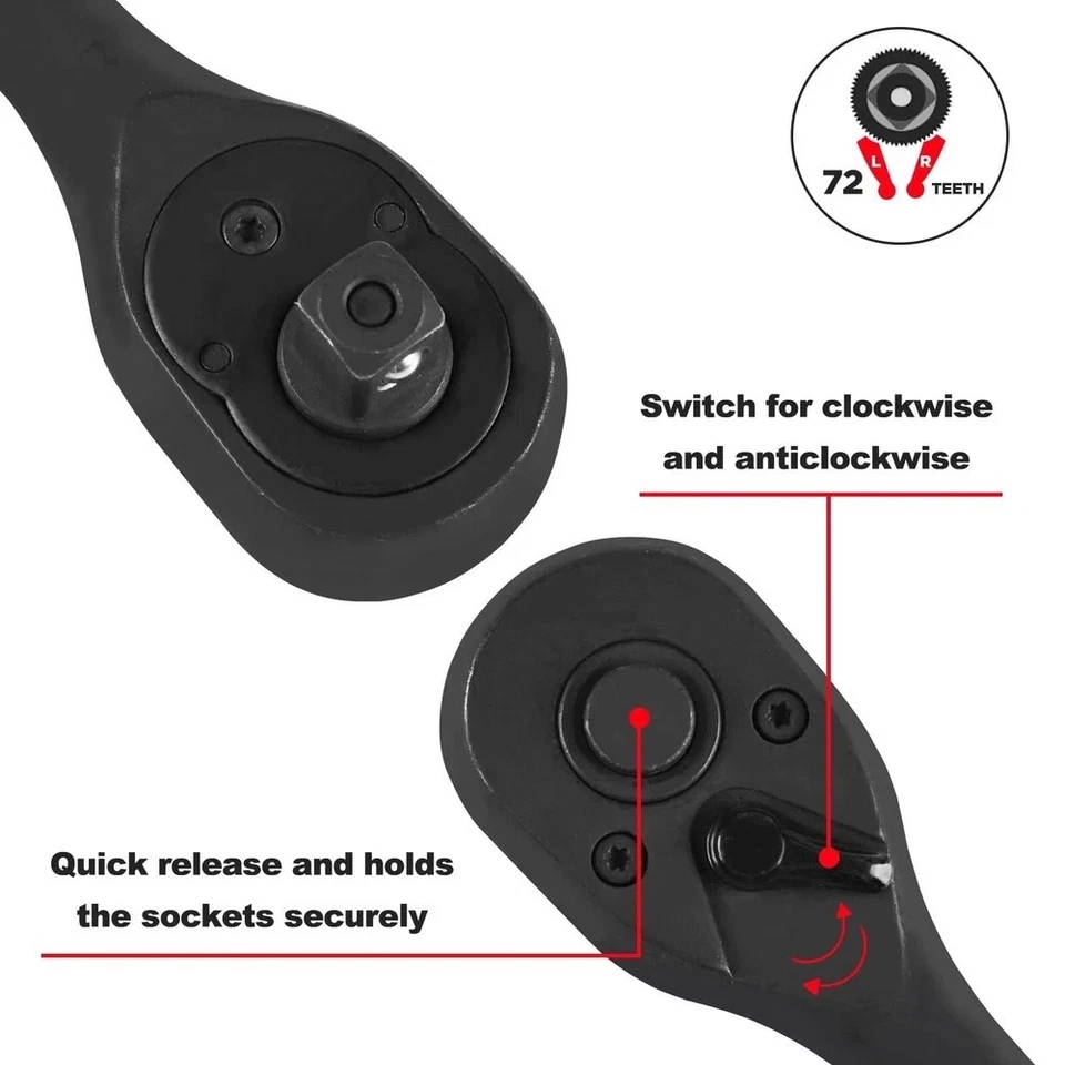 3/8 In. 50 Piece Milwaukee 6 Point Impact Socket Ratchet Drive and Metric Set - Image 4 of 4