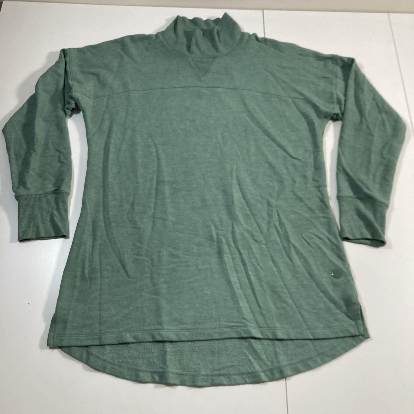 LL Bean Women's Softflex Mockneck Pullover Sweater Medium Green Hiking READ