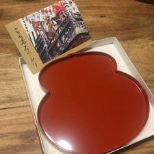Plateau plat en forme de gourde en laque Takaoka inutilisé laque japonaise