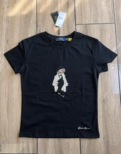 Ralph Lauren Women's Black T-Shirt - Trench Coat Polo Bear - Small