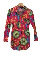 Julia by Love J Shirt Dress Womens Size M Button Up Versailles Cottagecore Artsy