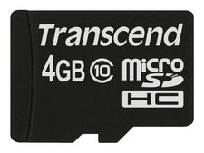 Transcend TS4GUSDC10 4GB MicroSDHC Class 10 NAND 90MB/s Black microSDXC/SDHC