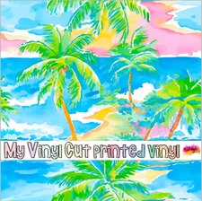 Printed Adhesive Vinyl, Heat Transfer Vinyl 12 x 12 sheet Vacation H Pattern