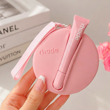 Rhode Peptide Lip Treatment Ribbon Round Pink Silicone Cosmetic Case Bundle