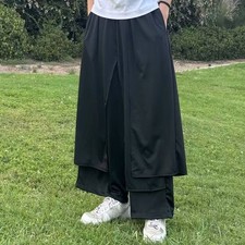 Japanese Stylish oversized Wide-Leg Japanese stylish Elastic Waist skirt pants