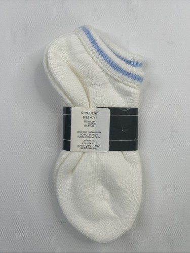 VTG Socks 9-11 USA Made Low Cut Jordache Ladies White Blue Ankle 90s NOS - Picture 4 of 6