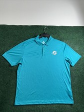 Men Polo Shirt Short Sleeve XL Turquoise MIAMI DOLPHINS Fanatics NWOT
