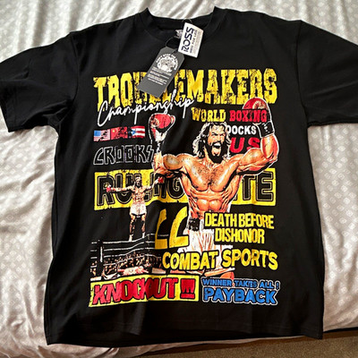Crooks & Castles Men's Black Rocky Marciano Boxing Graphic Tee 2XL Heavyweight