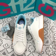 New G/FORE G4 G.112 Men's White/Blue Golf Shoes PU Leather White Sneakers 