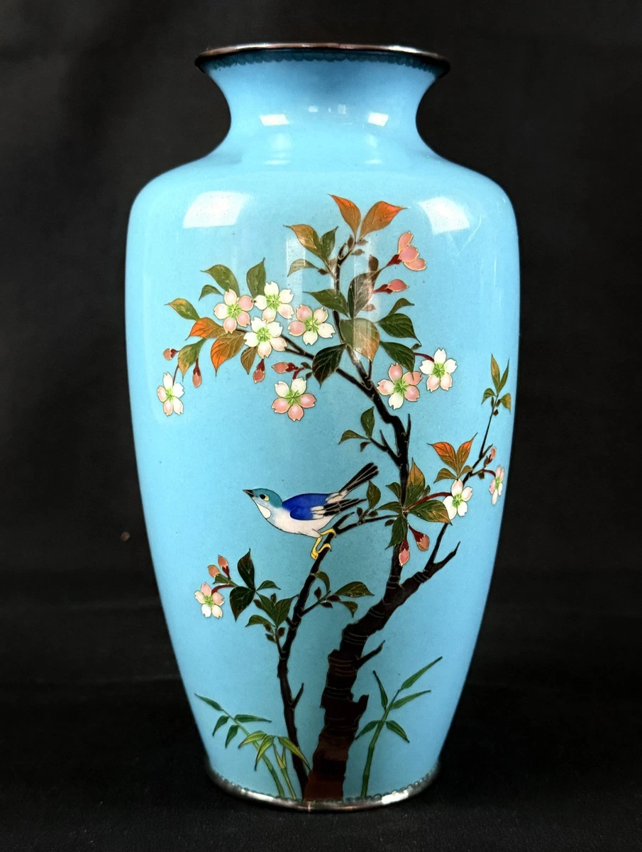 蓝色日本古董花瓶| eBay