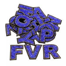 Blue Letter Patches Sequin 5.5cm Iron On Sparkly Alphabet Applique