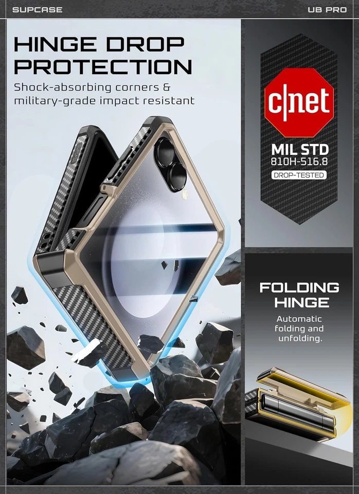 Funda de protección militar para Samsung Galaxy Z Flip7 SUPCASE cubierta de pantalla de cuerpo completo Foto 3 de 4