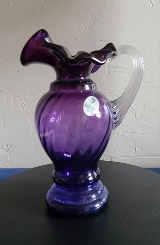 Undecorated Fenton Purple Pitcher Signed by Bill Fenton