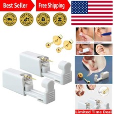 2 Pack Self Ear Piercing Gun EarringDisposable Piercing Kit No Pain Easy Use ...