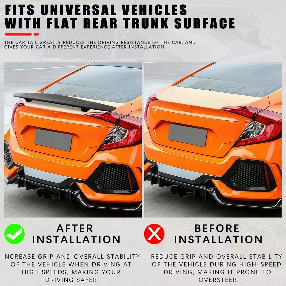 Spoiler Rear Trunk Lip Spoiler Roof Tail Wing 55" For Saturn SC2 Sedan 1992-1999 Foto 3 de 4