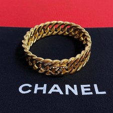 Chanel Coco Mark Bangle Accessory Men Gold One Size