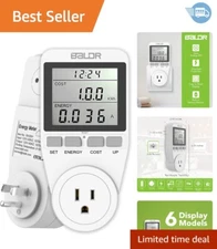 U.S. Electricity Usage Monitor & Wattage Meter for Home Appliances - Dual Tariff