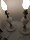 VINTAGE PAIR MILK GLASS HOBNAIL LAMP ( See Switches Style)