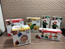 PlanToys Lot Of 6 Wooden Toys 2 Boys, Rattle, Airplane Butterfly & Tradesman 