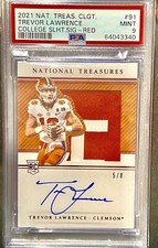 Trevor Lawrence 2021 National Treasures Clemson RC Patch Auto 5/8 PSA 9