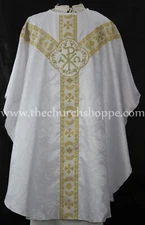 WHITE GOTHIC CHASUBLE vestment and mass & stole set casula casel casulla, IHS