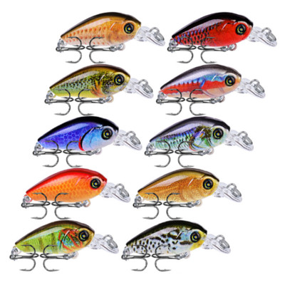 1.0 inch Mini Crank Fishing Lures Lifelike Plastic Hard Baits Wobblers Crankbait