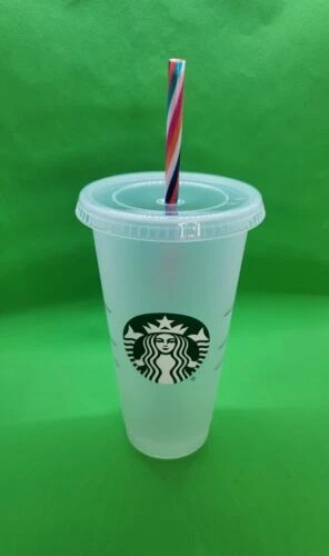 Starbucks Reusable Clear-Frost Cold Cup Tumbler 24 Oz with Lid & Straw