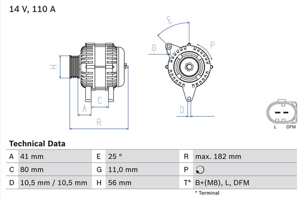 Bosch Lichtmaschine Generator 110A 14V FüR Fiat Ducato Pritsche/Fahrgestell-image