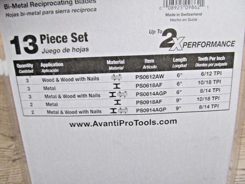 NEW AVANTI PRO 13 PC BI-METAL RECIPROCATING SAW BLADES FOR WOOD & METAL FREESHIP - Picture 4 of 5