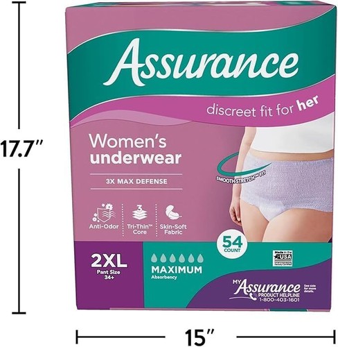 Generic Assurance Women's Incontinence & Postpartum Underwear, 2XL, Maximum - Picture 7 of 7