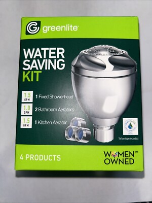 NEW! Greenlite Water Saving Kit Shower Head, Bathroom & Kitchen Aerators