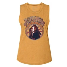 Janis Joplin Nouveau Circle Ladies Sleeveless Muscle Gold Tank Top