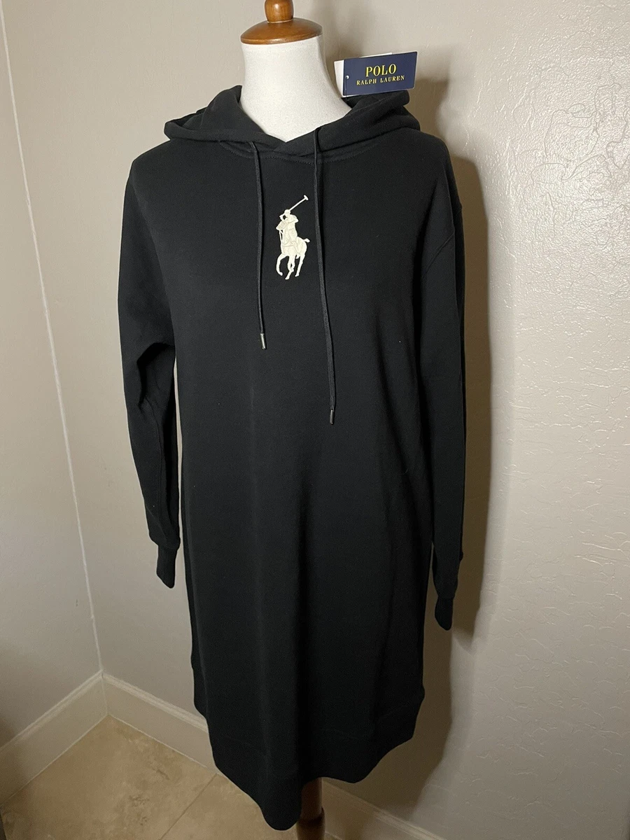 New Polo RL Embroidered Big Pony Black Cream Fleece Sweatshirt