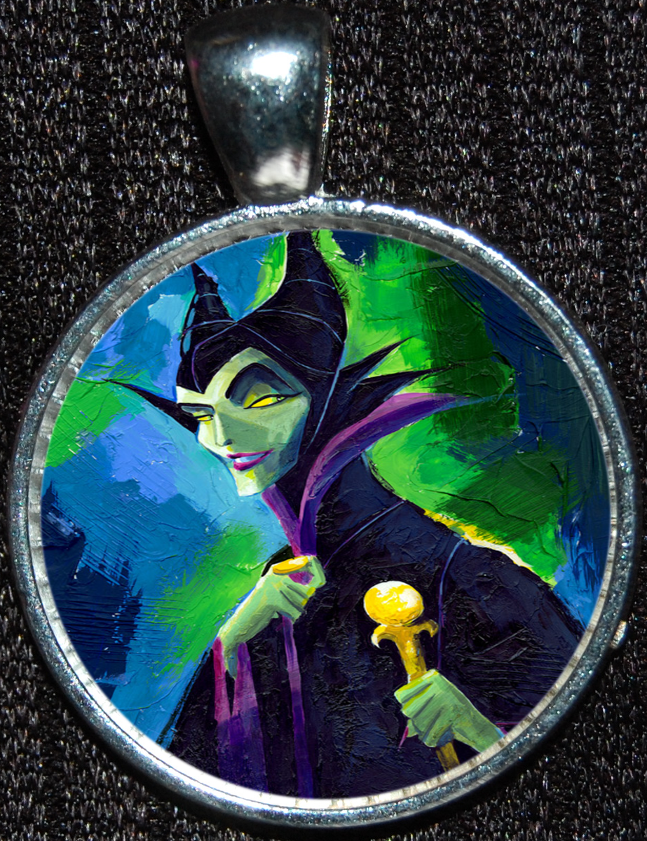 Disney Villain Maleficent Sleeping Beauty Evil Silver Pendant