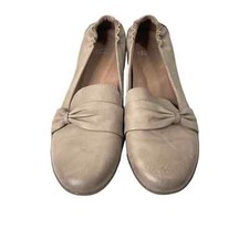 New Dansko Karen bow leather loafers flats Sz 38 beige brown comfort small flaw