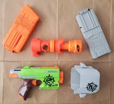 Lightly USED Nerf ZOMBIE STRIKE Sidestrike, MAGAZINES & BARREL Attachment LOT 