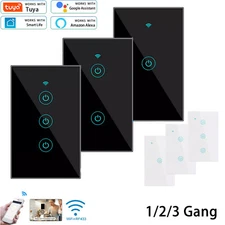 1/2/3 Gang WiFi Smart Wall Touch Light Switch Glass Panel Fit Alexa/Google APP
