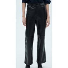 Mango MNG LEATHER-EFFECT STRAIGHT TROUSERS black size 6