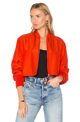 red cropped bomber jacket