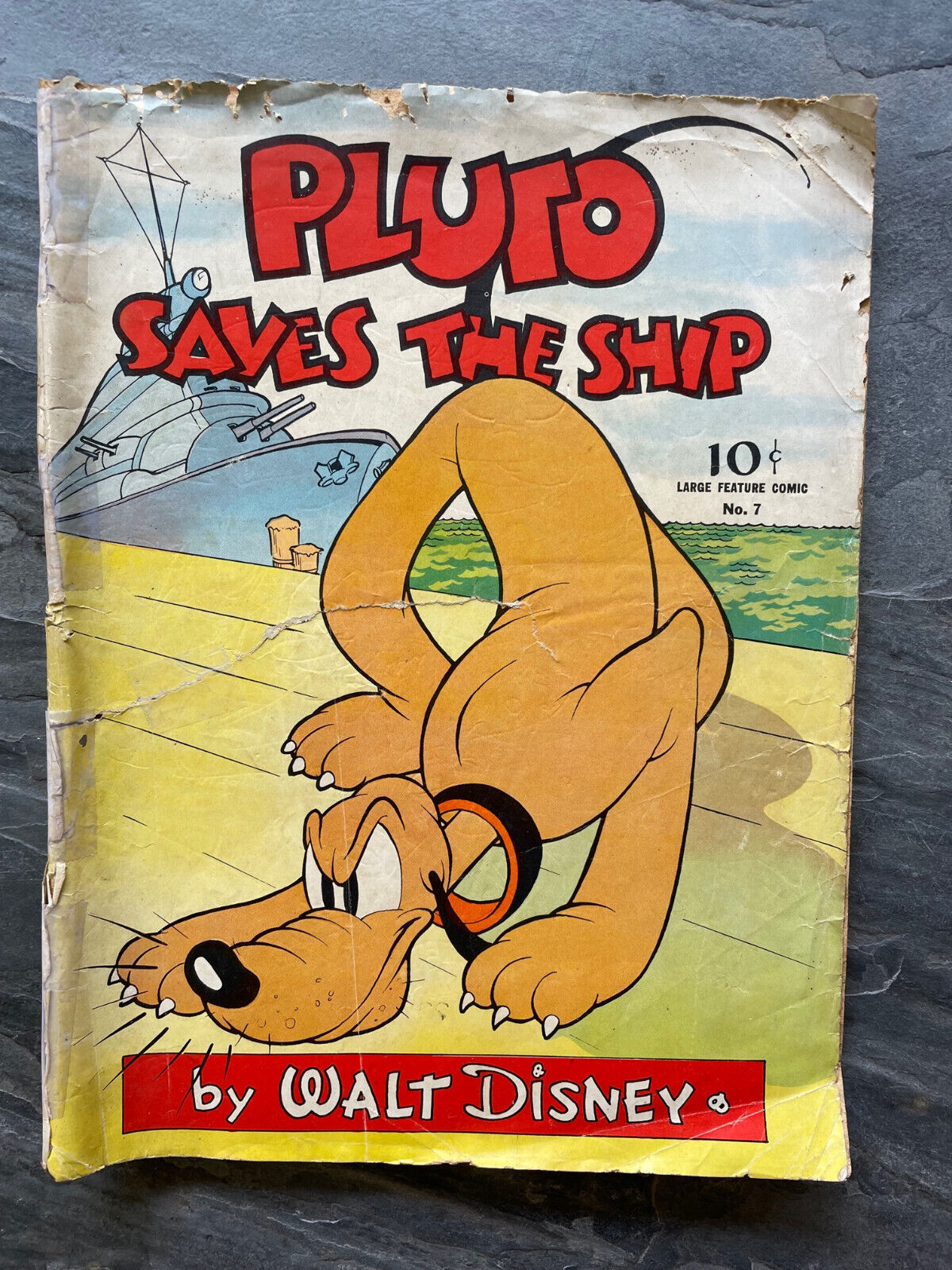 Large Feature Comic #7 Dell 1942 Pluto Saves the Ship CARL BARKS 1st work Disney