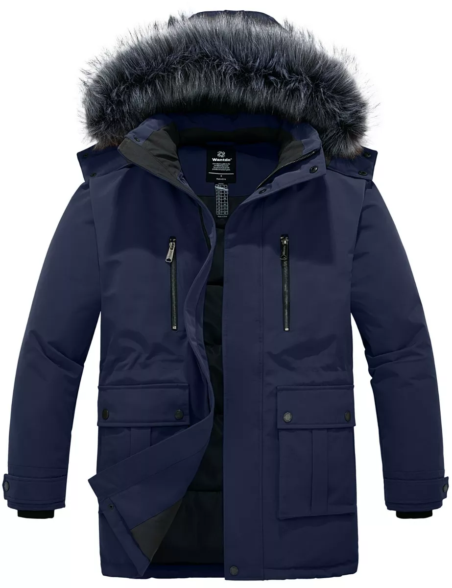 Wantdo Men's Warm Puffer Jacket Thicken Waterproof Winter Coat with Detachable Hood