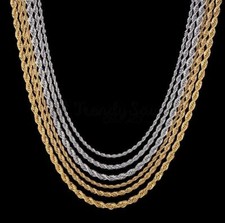 2mm-6mm Gold Silver Stainless Steel Women Men Rope Twisted Link Chain Necklace