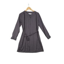 Loft Geometric Shift Belted Long Sleeve Dress size Small Black/Red