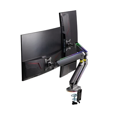 AVLT Dual 13 -32  RGB Gaming Monitor Arm Desk Mount Built-in 20 Ligh